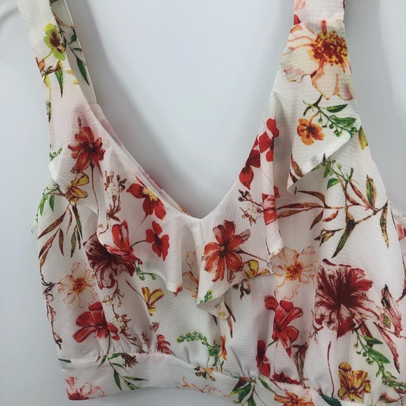 Essue White Floral Crop Top Small - Picture 3 of 5
